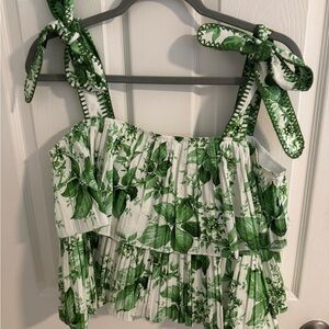 Tuckernuck Green and White Tie Tank Top